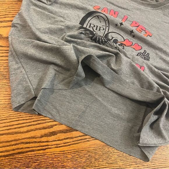 “Can I Pet That Dog?” Lightweight Gray Sweatshirt Skeleton Dog Lover M, L, XL - Picture 5 of 10